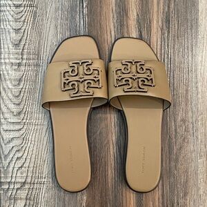 Tory Burch Beige Slide Sandals